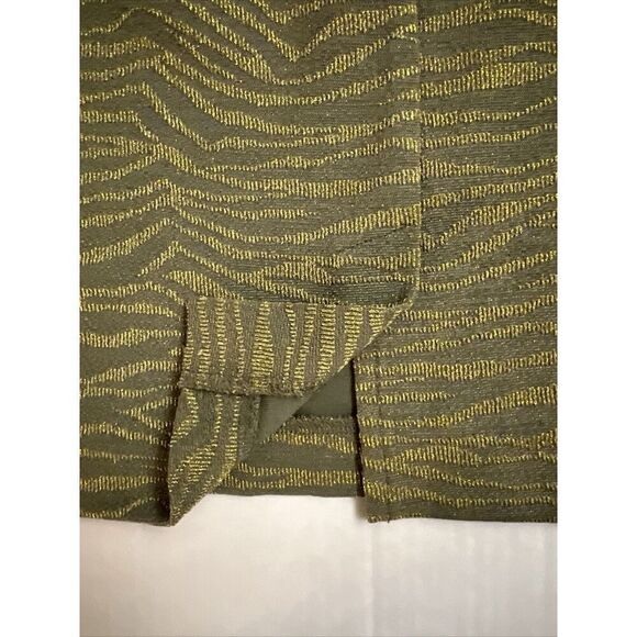 Michael Kors Skirt Womens Size X-SMALL Army Green Metallic Gold Zebra Pencil NWT - Picture 4 of 9